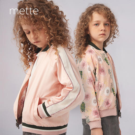 【两面穿棒球领夹克】童装春款双面夹克短外套女童棒球服 商品图0