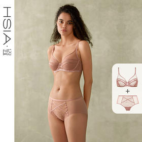 内衣套装女蕾丝薄款大码全罩杯有钢圈胸罩大胸显小文胸勃艮第 HSIA遐