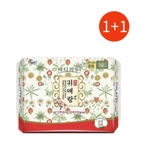 【1+1】贵爱娘 韩方艾草卫生巾25cm 【中】18片 商品图0