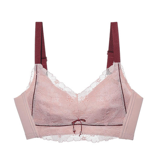 雅黛丽文胸全罩杯蕾丝无钢圈薄模杯大胸显小文侧收调整胸罩 商品图1