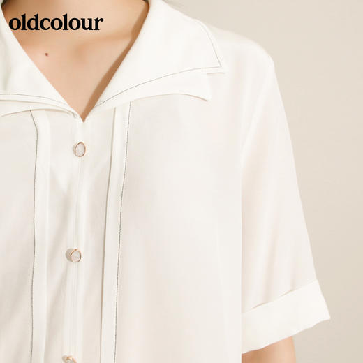 oldcolour欧珂纯色方领短袖衬衫女夏季新款M21011165 商品图3