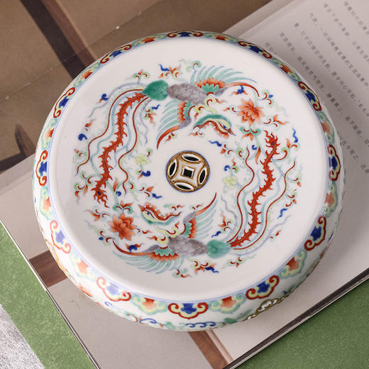 青花斗彩双凤如意壶承 商品图1