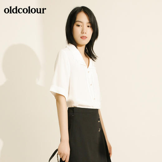 oldcolour欧珂纯色方领短袖衬衫女夏季新款M21011165 商品图1