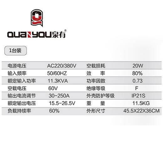 无气气保焊（一体机）210A QY-NBC-250WD 商品图1