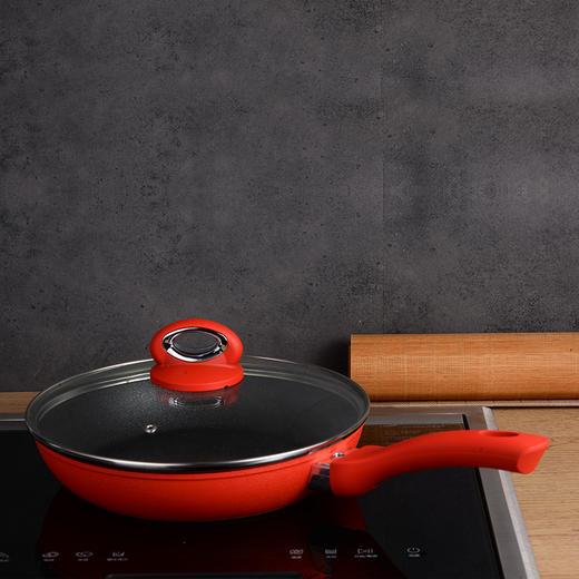 【官方正品保证】	欧乐菲石墨烯速热26cm玻璃盖煎锅平底锅不粘电磁炉通用炒菜锅牛排锅 冰裂煎锅-OLOM-26C1 商品图3