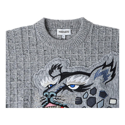KENZO 高田贤三 女士大豹头毛衣 灰色 FB52 PU542 3AE 95 商品图2