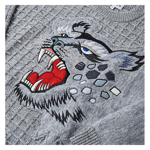 KENZO 高田贤三 女士大豹头毛衣 灰色 FB52 PU542 3AE 95 商品图3