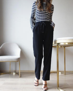 系带休闲牛仔小直筒裤29170