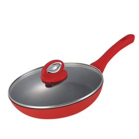 【官方正品保证】	欧乐菲石墨烯速热26cm玻璃盖煎锅平底锅不粘电磁炉通用炒菜锅牛排锅 冰裂煎锅-OLOM-26C1