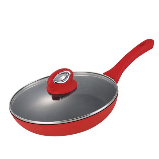 【官方正品保证】	欧乐菲石墨烯速热26cm玻璃盖煎锅平底锅不粘电磁炉通用炒菜锅牛排锅 冰裂煎锅-OLOM-26C1 商品图0