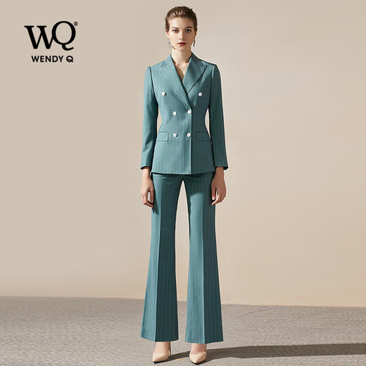 IWY/高端时尚总裁蓝色西装套装气质洋气青果领西服商务正装套裤203126C1+P3 商品图4