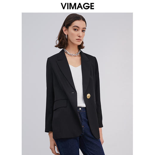 VIMAGE纬漫纪春季新款时尚通勤百搭职业显瘦一粒扣西装外套女 商品图2