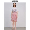 VIMAGE纬漫纪女装夏季不对称印花高腰半身裙V1306917 商品缩略图1