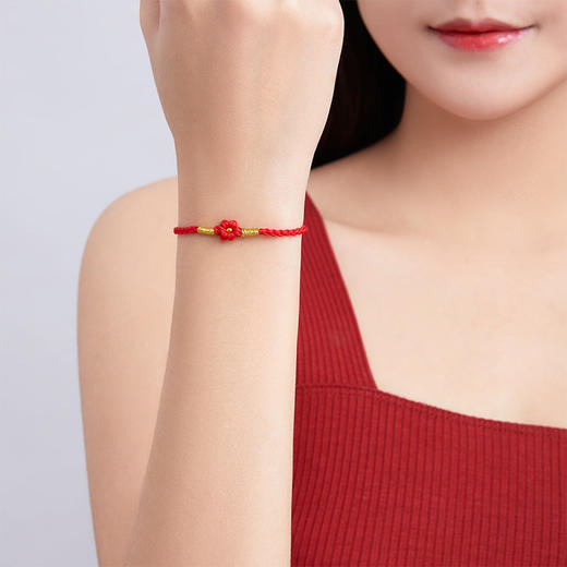 周六福黄金转运珠手链女送你一朵小红花足金官方旗舰店官网正品 商品图2