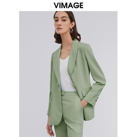 VIMAGE纬漫纪春季新款时尚通勤百搭职业显瘦一粒扣西装外套女 商品图8