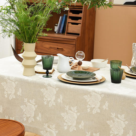 玫瑰亚麻桌布棉麻美式法式高级感桌布 商品图1