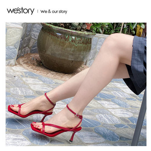 Westory2020夏新优雅方头时髦Slingback高跟鞋女W20BG60831 商品图0