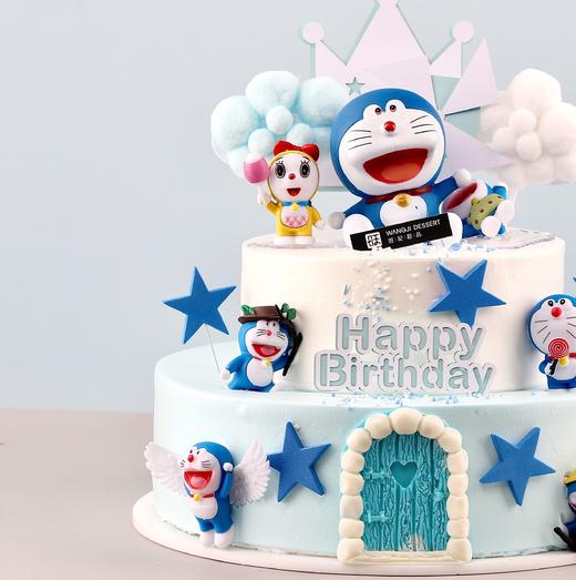 双层梦幻哆啦a梦机器猫咪蓝胖子鲜果奶油蛋糕