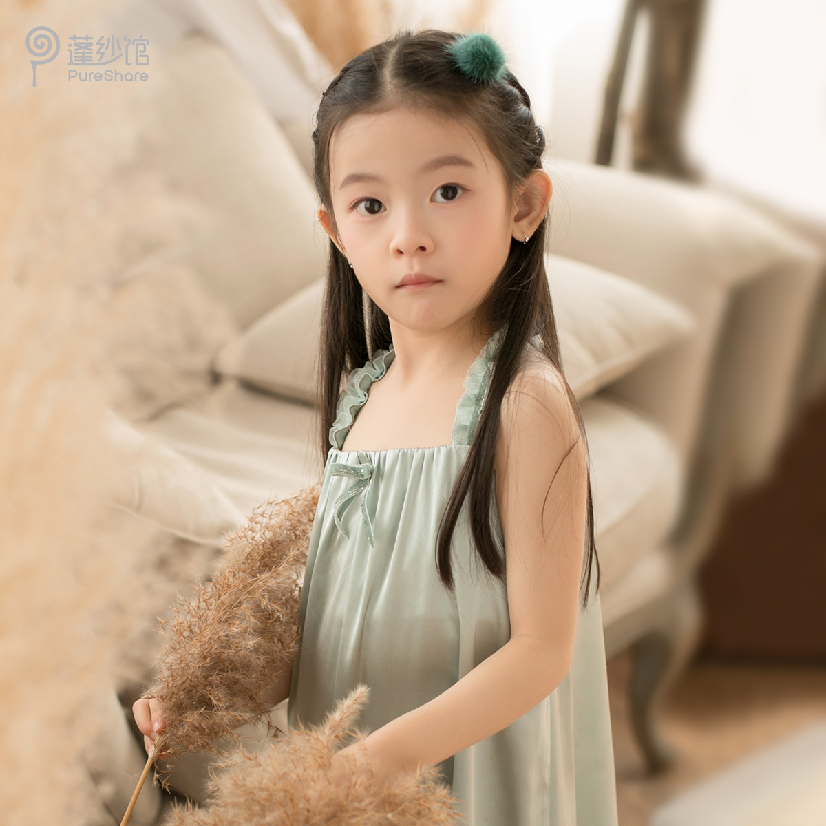 非质量问题不退换哦~pureshare女童睡衣夏季新款吊带薄款家居家服空调真丝儿童公主-仙子睡裙