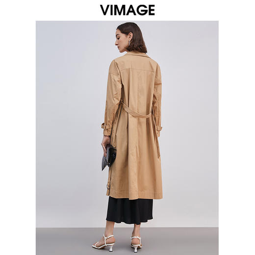 VIMAGE纬漫纪春季新款经典翻领长款显瘦百搭大气风衣女外套V1304905 商品图3
