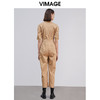 VIMAGE纬漫纪春季新款时尚洋气工装翻领收腰短袖直筒连体裤女V1307911 商品缩略图3