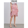 VIMAGE纬漫纪女装夏季不对称印花高腰半身裙V1306917 商品缩略图0