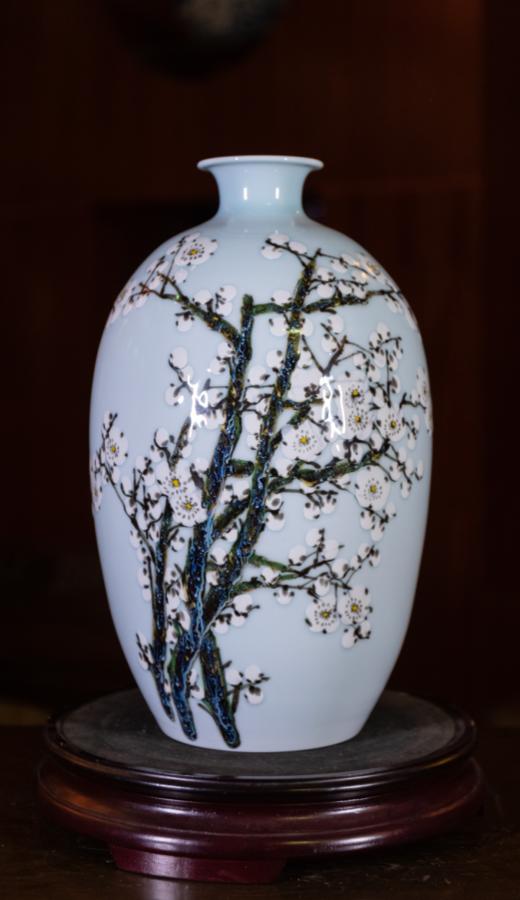 高温淡青釉堆画梅花清香雪韵 商品图0