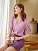 欧芮儿法式蕾丝衫2021春夏新款V领泡泡袖开衫洋气气质宽松上衣 商品缩略图0