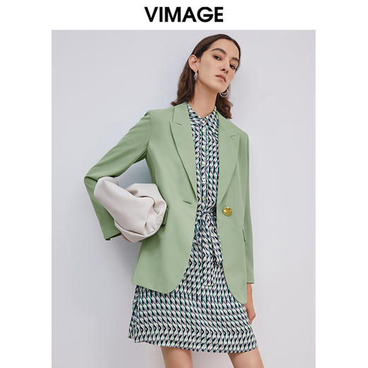 VIMAGE纬漫纪春季新款时尚通勤百搭职业显瘦一粒扣西装外套女 商品图7