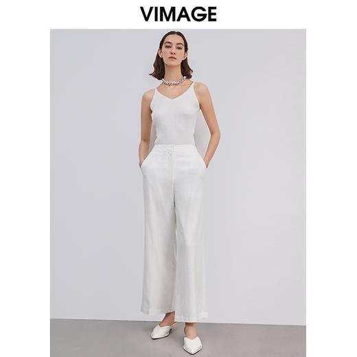 VIMAGE纬漫纪春季新款职业通勤百搭显瘦气质遮肉阔腿裤长裤女V1305944 商品图6