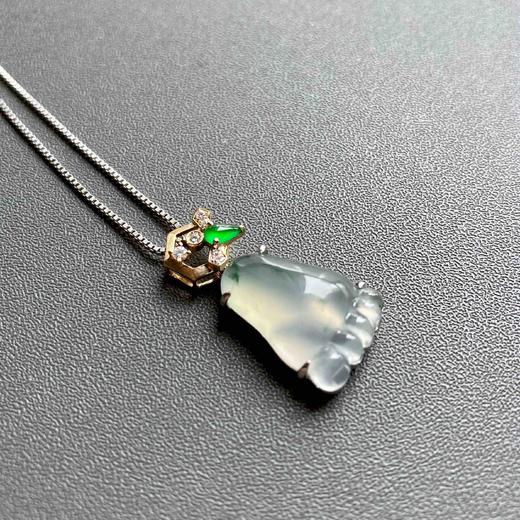 高冰种飘花翡翠知足常乐幸福甜蜜18k白金黄金钻石镶嵌高冰种阳绿翡翠水滴 商品图4