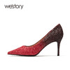 westory高跟鞋女细跟2021年新款春季婚鞋新娘鞋尖头W21AE52101 商品缩略图2