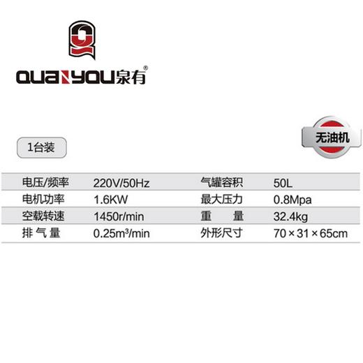 静音无油空压机 QY-50LN-1600W 商品图1