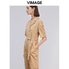 VIMAGE纬漫纪春季新款时尚洋气工装翻领收腰短袖直筒连体裤女V1307911 商品缩略图2
