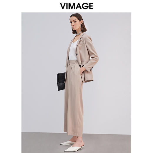 VIMAGE纬漫纪品牌女装春秋新款职业通勤显瘦阔腿直筒西装长裤V1305901 商品图1