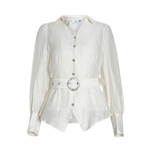 VIMAGE纬漫纪春季新款洋气微透简约收腰翻领显瘦衬衫女上衣 商品图3