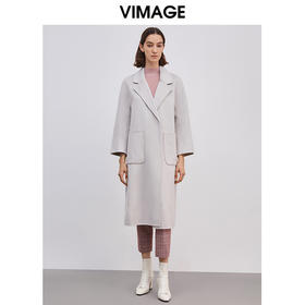  VIMAGE纬漫纪女装新款纯长款毛呢外套过膝大衣女V1314902