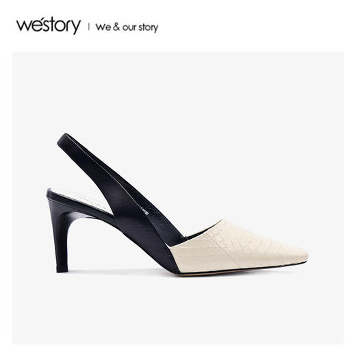 westory2020新款彩色蛇皮尖头高跟鞋女细跟时尚凉鞋W20AH52001 商品图2