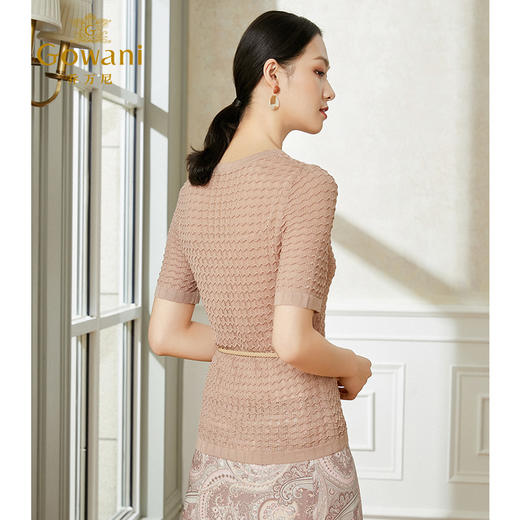 乔万尼针织衫薄款女新款短袖高端冰丝上衣EI2M827 商品图3