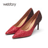 westory高跟鞋女细跟2021年新款春季婚鞋新娘鞋尖头W21AE52101 商品缩略图1
