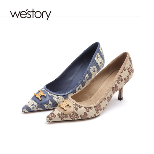 westory尖头细跟高跟鞋女2021春季新款宴会婚鞋新娘鞋W21AE52451 商品图1