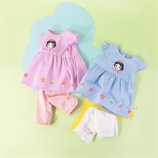 迪士尼女童两件套时髦短袖公主衫七分裤两件套套装 商品图1