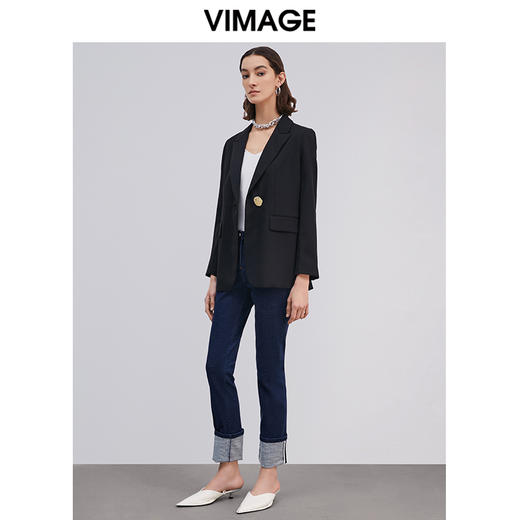 VIMAGE纬漫纪春季新款时尚通勤百搭职业显瘦一粒扣西装外套女 商品图6