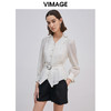 VIMAGE纬漫纪春季新款洋气微透简约收腰翻领显瘦衬衫女上衣 商品缩略图2