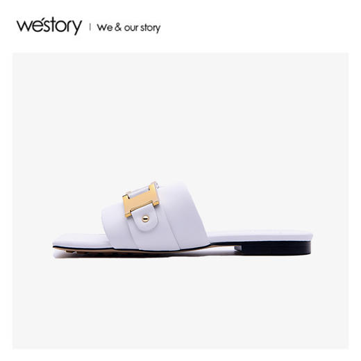 westory2020年夏新金属方头平底外穿网红拖鞋W20BJ60731 商品图1