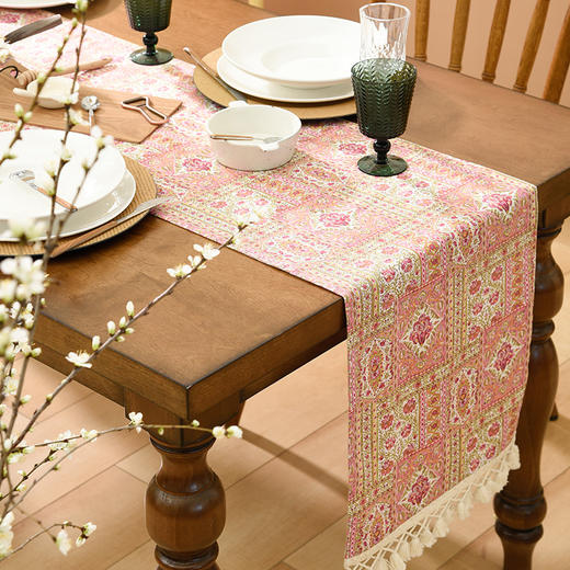 波西米亚方格桌旗茶几餐桌电视柜桌旗 商品图0