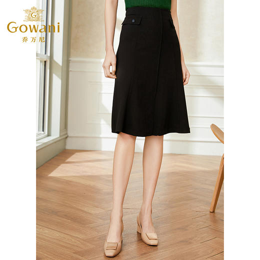 乔万尼黑色半身裙春款a裙包臀显瘦遮胯职业小香风EI1D908 商品图1