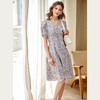 欧芮儿碎花雪纺连衣裙2021春夏收腰显瘦蝴蝶结复古收褶小清新裙子 商品缩略图0