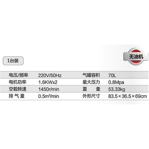 静音无忧空压机 QY-80LN-1600W*2 商品图1
