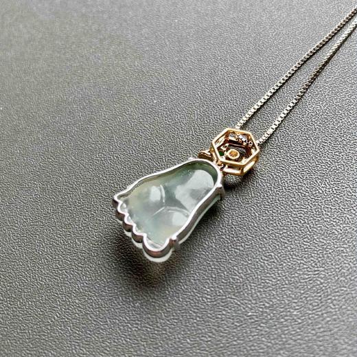 高冰种飘花翡翠知足常乐幸福甜蜜18k白金黄金钻石镶嵌高冰种阳绿翡翠水滴 商品图6